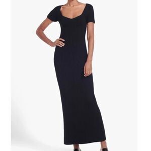 Staud Camden Black Rib Knit Sweetheart Bustier Panel Maxi Dress NWT Size Medium